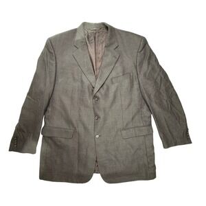 Jack Victor Rochester Big & Tall Mens Blazer Sport Coat Grey Brown Micr Check 52